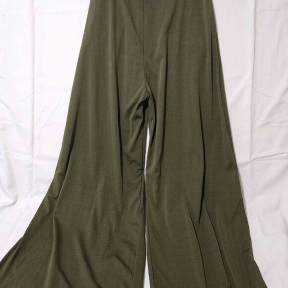 No Label - Women’s Olive Green Wide-Leg High Waist Palazzo Pants - Picture 3 of 3